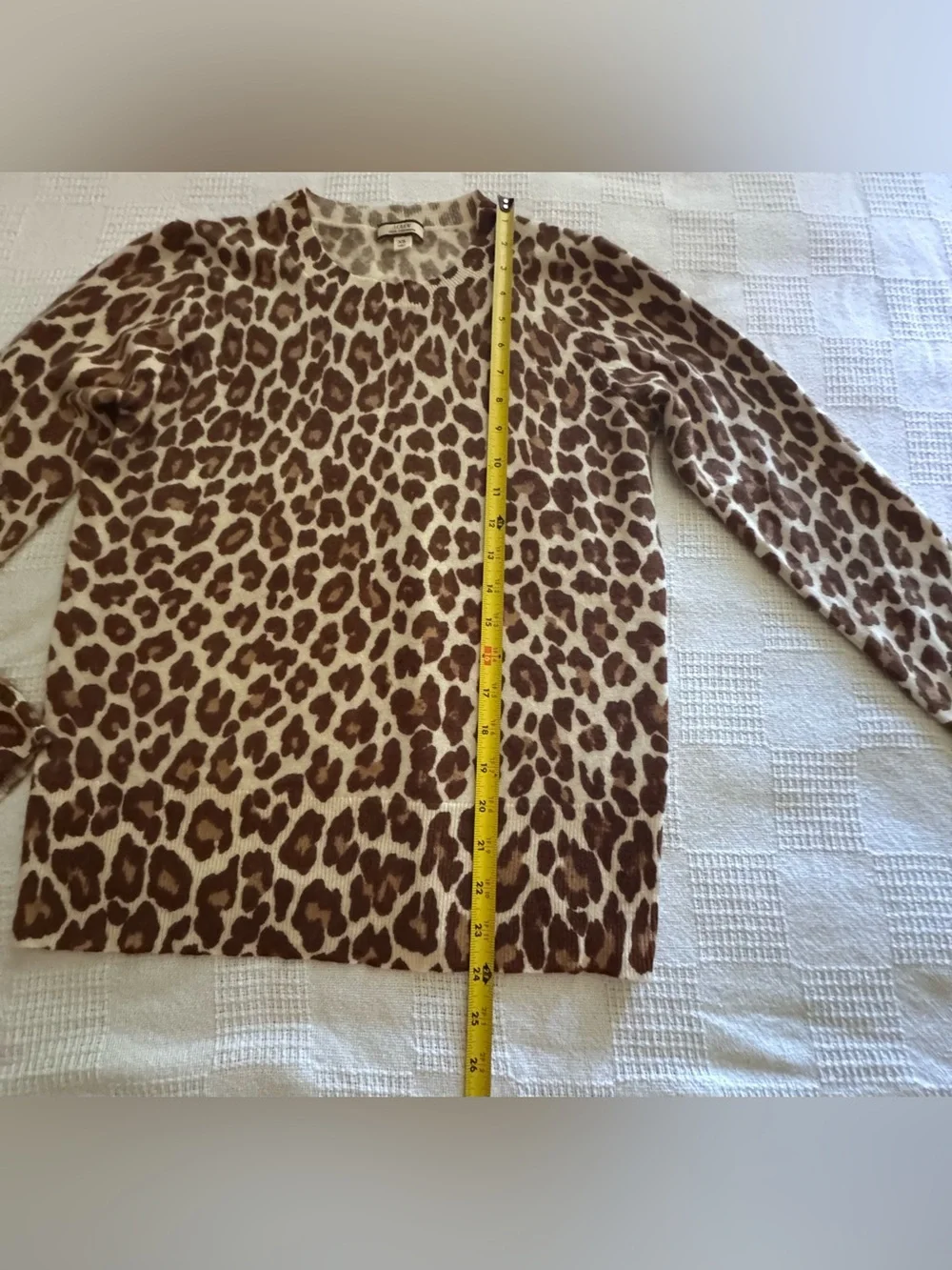 J. Crew Brown and White Leopard Print Crewneck Sweater